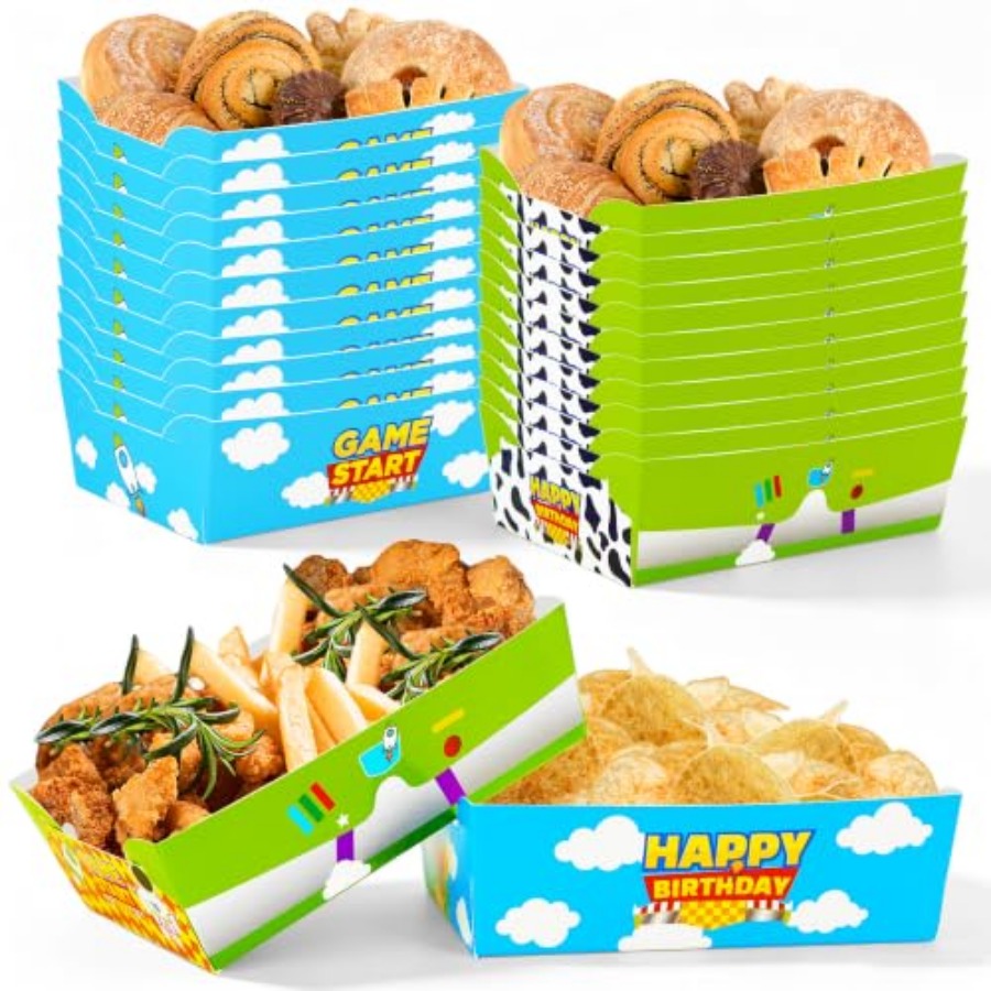 Food Snacks For Party - 24 Pcs Cartoon Paper Food Tray