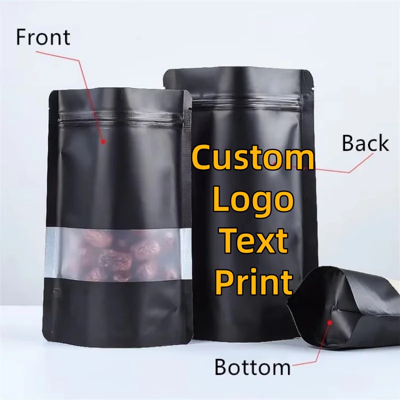 Food Snacks For Party - 100PCS Stand-up Matte Black Aluminum Foil