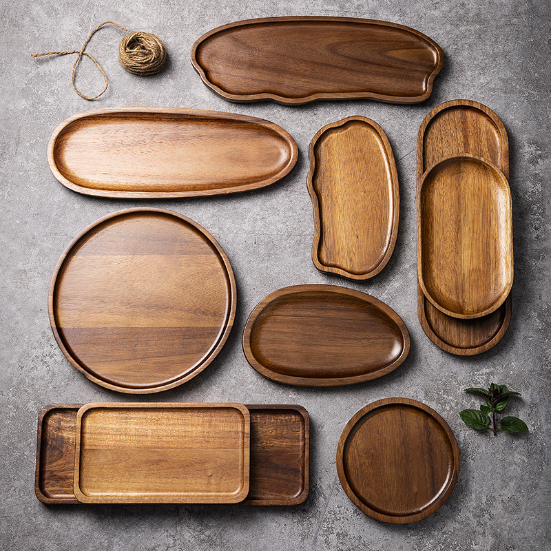 Food In Japanese Snacks - Tableware Solid Wood Food Tray Round