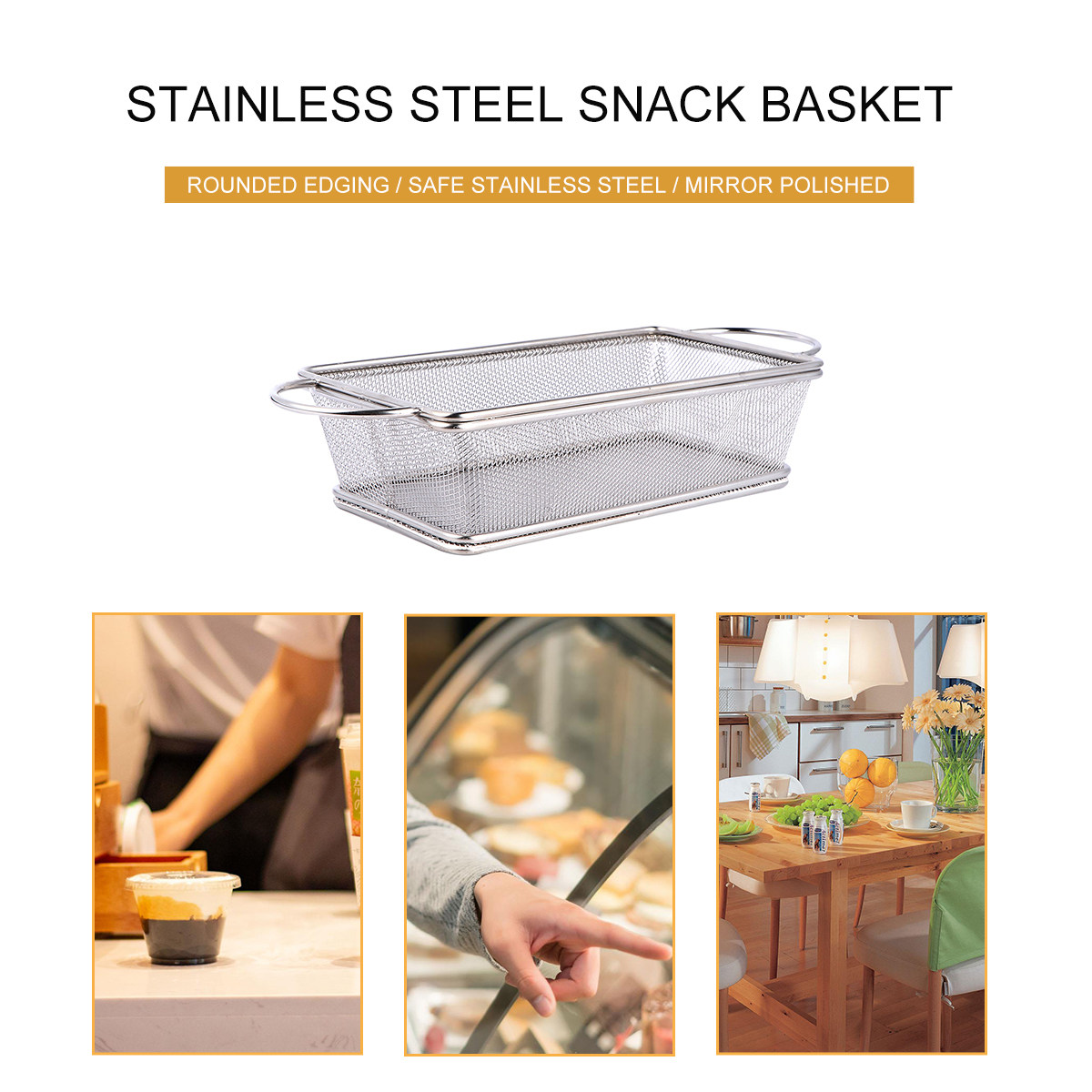 Food Snacks Chips - Stainless Steel Snack Basket Two Handles
