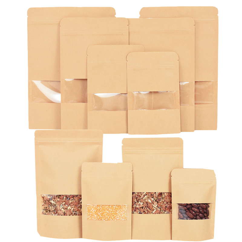 Food Snacks For Party - 20/50pcs Kraft Paper Zip Lock Bags