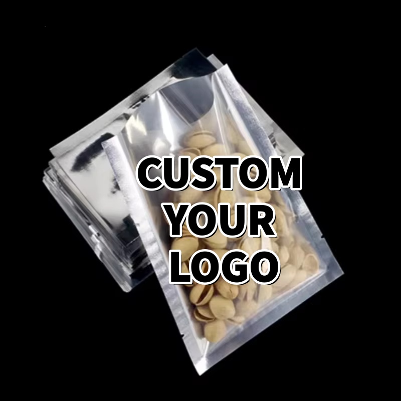 Food Snacks For Party - 100 Pack Silver Glossy Flat Pouches