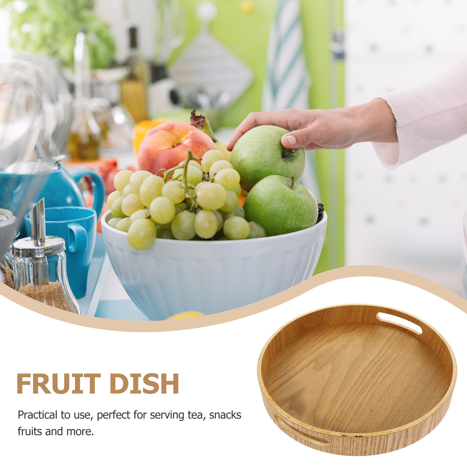 Round Wooden Serving Tray Natu - Food Snacks For Camping 评论和价格