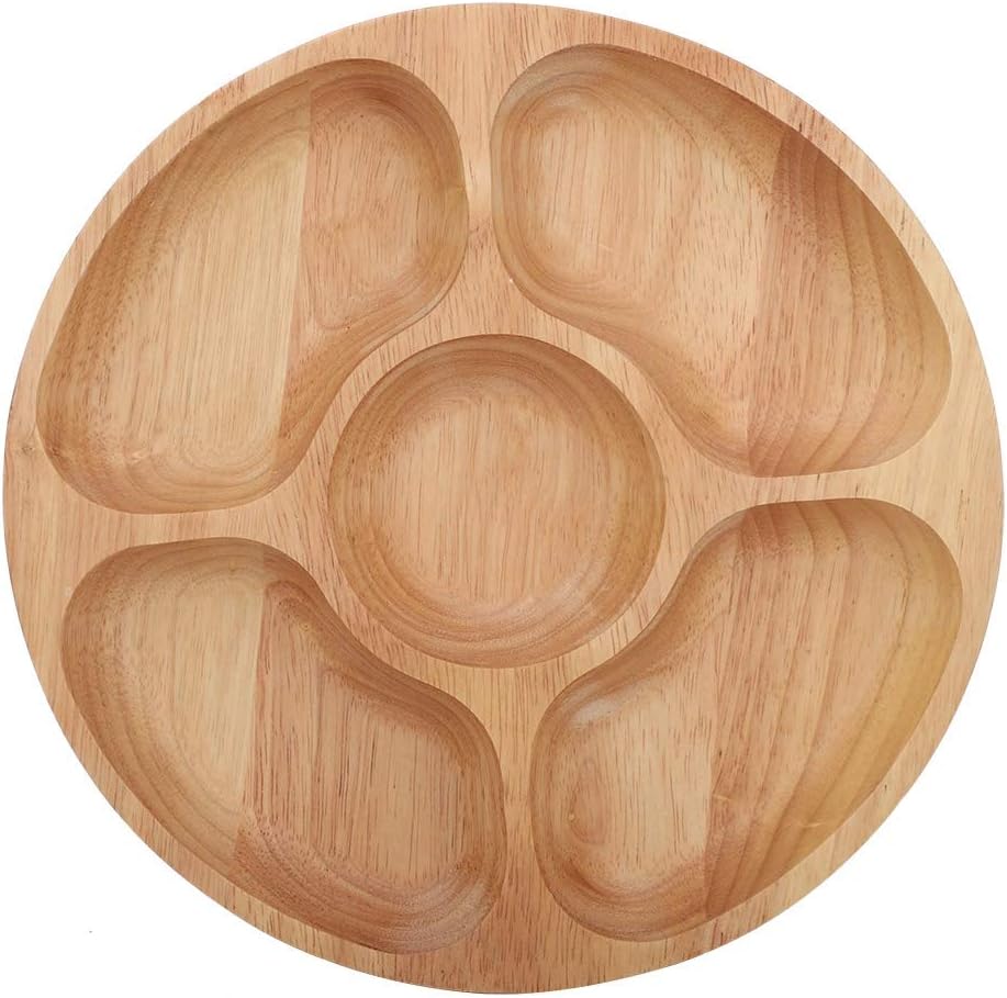 5 Sectional Tray, Wooden Divid - Food Snacks Chips 评论和价格