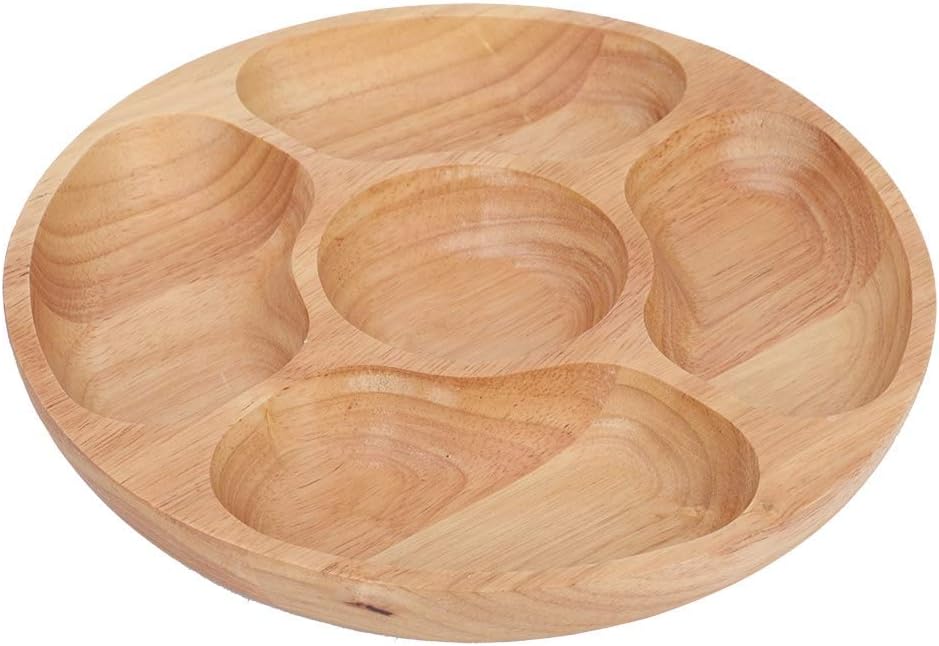 5 Sectional Tray, Wooden Divid - Food Snacks Chips 评论和价格