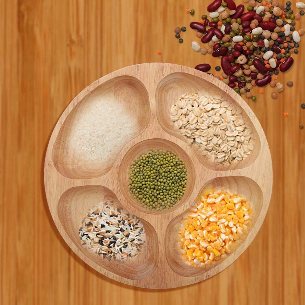 5 Sectional Tray, Wooden Divid - Food Snacks Chips 评论和价格