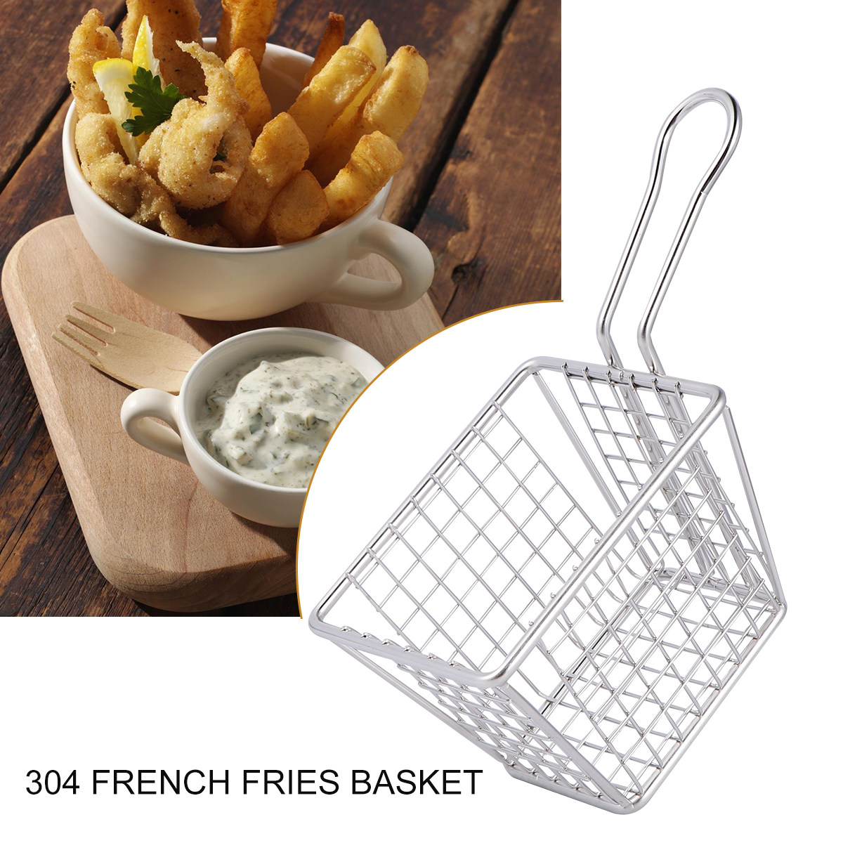 Square Stainless Steel Mini Fr - Food Snacks Chips 评论和价格